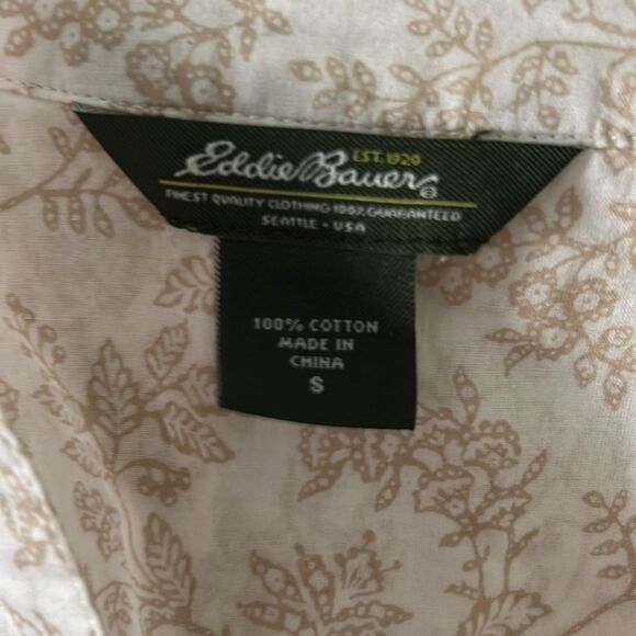 Eddie Bauer Cream Long Sleeve Buttoned Pull-Over 100% Cotton Size S - Picture 2 of 10